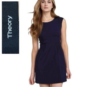 Theory Shyann Navy Blue Woven Dress | Size 4 | Classic & Elegant